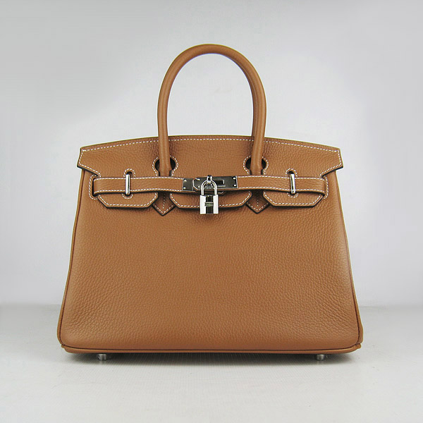 Replica Hermes Birkin 30CM Togo Leather Bag Light Coffee 6088 On Sale